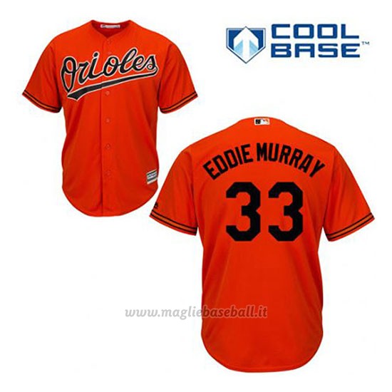 Maglia Baseball Uomo Baltimore Orioles 33 Eddie Murray Arancione Alterner Cool Base